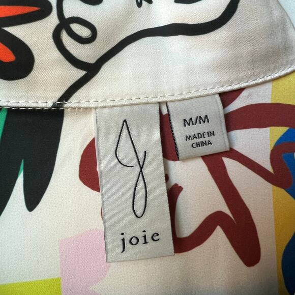 Joie Abstract Printed Silky Button Up Top Size M - Picture 4 of 5
